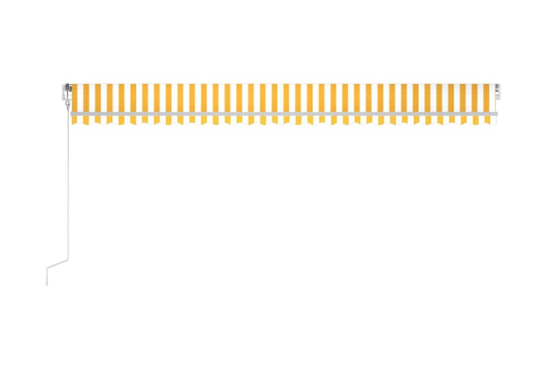 Automatisk markis med vindsensor & LED 600x350 cm gul/vit - Gul - Balkongmarkis - Markiser - Terrassmarkis