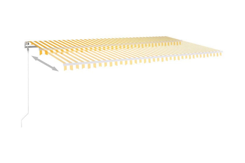 Automatisk markis med vindsensor & LED 600x350 cm gul/vit - Gul - Balkongmarkis - Markiser - Terrassmarkis