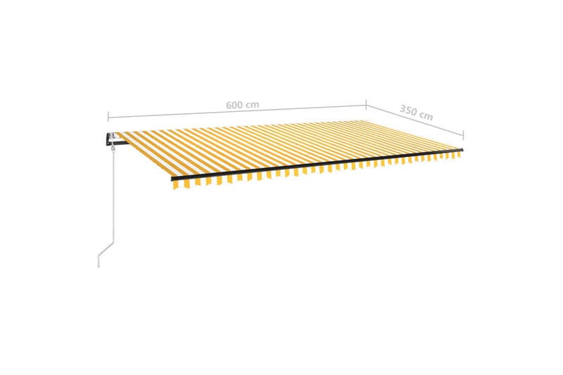 Automatisk markis med vindsensor & LED 600x350 cm gul/vit - Gul - Utemöbler - Solskydd - Markiser - Balkongmarkis