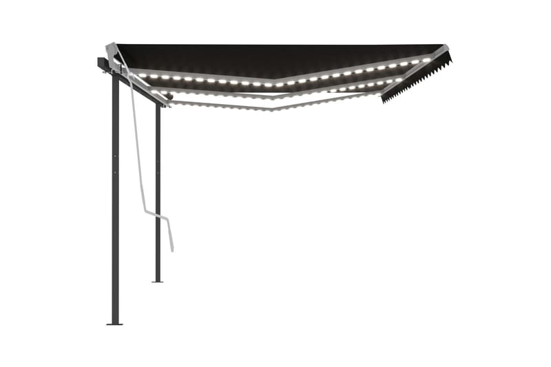 Automatisk markis med vindsensor & LED 6x3,5 m antracit - Antracit - Utemöbler - Solskydd - Markiser - Balkongmarkis