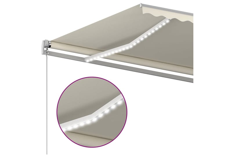 Automatisk markis med vindsensor & LED 6x3,5 m gräddvit - Kräm - Utemöbler - Solskydd - Markiser - Balkongmarkis