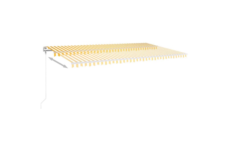 Automatisk markis med vindsensor & LED 6x3,5 m gul och vit - Gul - Utemöbler - Solskydd - Markiser - Balkongmarkis