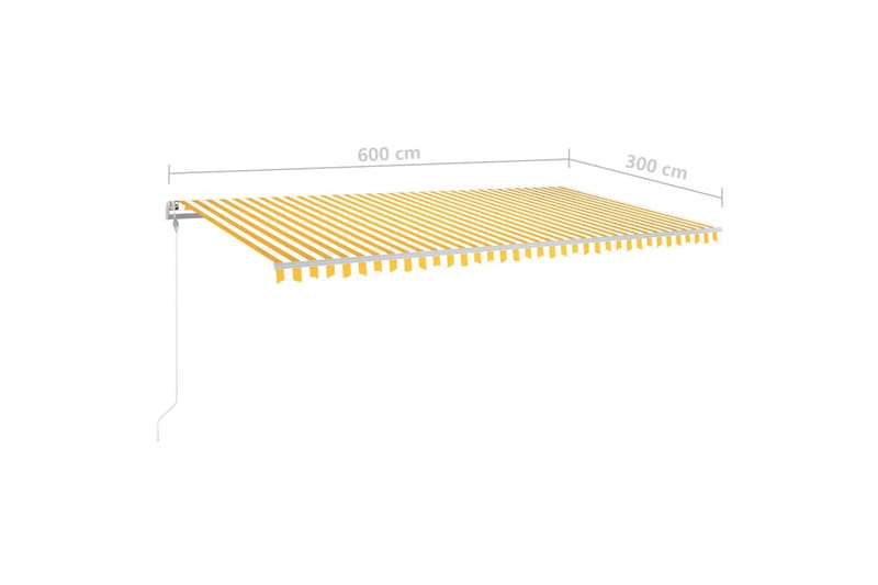 Automatisk markis med vindsensor & LED 6x3 m gul/vit - Gul - Utemöbler - Solskydd - Markiser - Fönstermarkis
