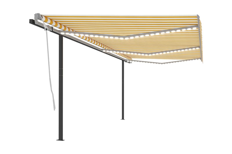 Automatisk markis med vindsensor & LED 6x3 m gul/vit - Gul - Fönstermarkis - Markiser
