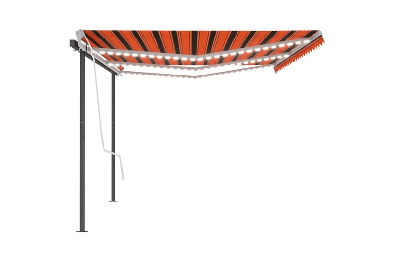 Automatisk markis med vindsensor & LED 6x3 m orange/brun - Orange - Utemöbler - Solskydd - Markiser - Fönstermarkis