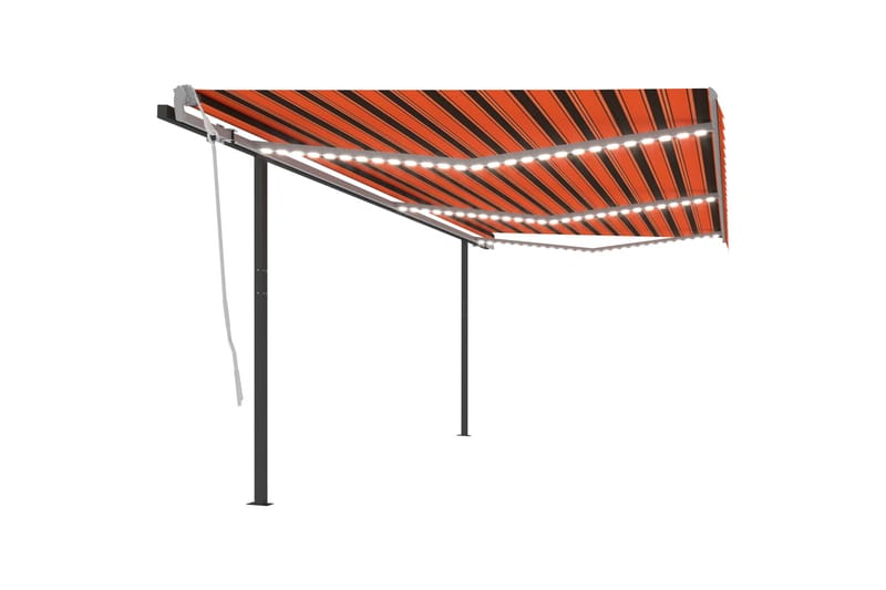 Automatisk markis med vindsensor & LED 6x3 m orange/brun - Orange - Utemöbler - Solskydd - Markiser - Fönstermarkis