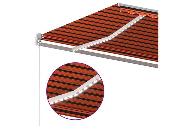 Automatisk markis med vindsensor & LED 6x3 m orange/brun - Orange - Fönstermarkis - Markiser