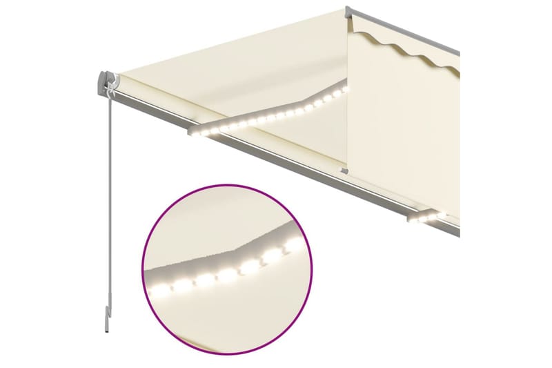 Automatisk markis med vindsensor rullgardin LED 4x3 m gräddv - Kräm - Utemöbler - Solskydd - Markiser - Fönstermarkis