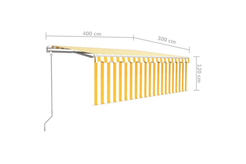 Automatisk markis med vindsensor rullgardin LED 4x3 m gul oc - Gul - Fönstermarkis - Markiser