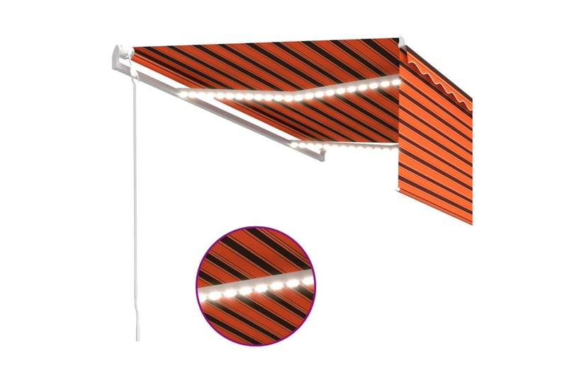 Automatisk markis med vindsensor rullgardin LED 4x3 m orange - Orange - Fönstermarkis - Markiser