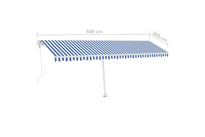 Fristående automatisk markis 600x300 cm blå/vit - Blå - Utemöbler - Solskydd - Markiser - Balkongmarkis