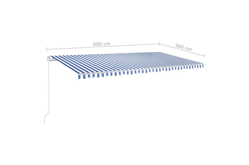 Fristående automatisk markis 600x300 cm blå/vit - Blå - Fönstermarkis - Markiser - Solskydd fönster