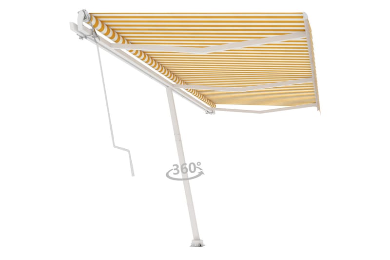 Fristående automatisk markis 600x300 cm gul/vit - Gul - Utemöbler - Solskydd - Markiser - Balkongmarkis