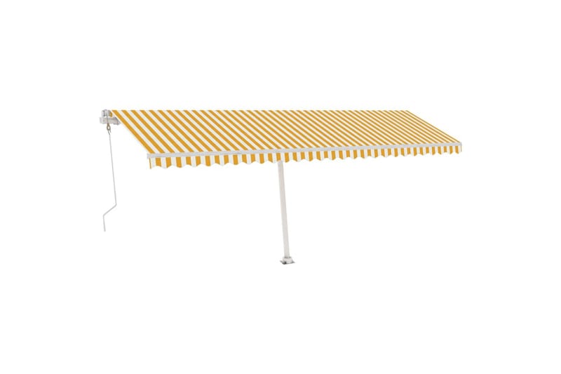 Fristående automatisk markis 600x300 cm gul/vit - Gul - Utemöbler - Solskydd - Markiser - Balkongmarkis