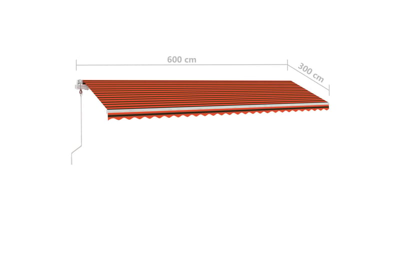 Fristående automatisk markis 600x300 cm orange/brun - Orange - Utemöbler - Solskydd - Markiser - Balkongmarkis