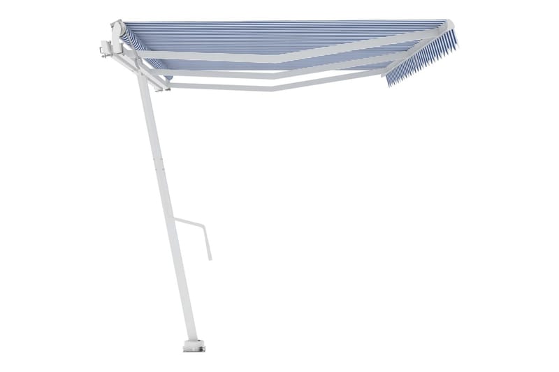 Fristående automatisk markis 600x350 cm blå/vit - Blå - Utemöbler - Solskydd - Markiser - Balkongmarkis