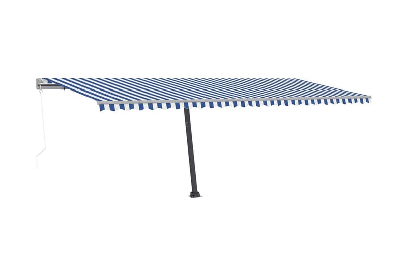 Fristående automatisk markis 600x350 cm blå/vit - Blå - Utemöbler - Solskydd - Markiser - Fönstermarkis