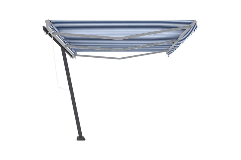 Fristående automatisk markis 600x350 cm blå/vit - Blå - Utemöbler - Solskydd - Markiser - Fönstermarkis