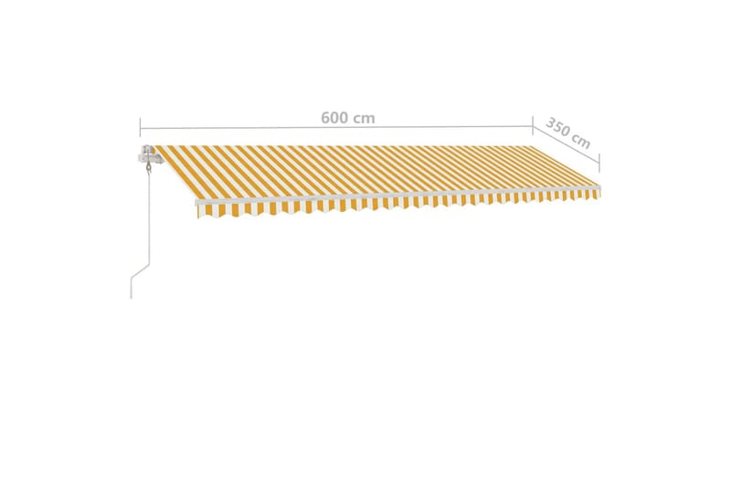Fristående automatisk markis 600x350 cm gul/vit - Gul - Balkongmarkis - Markiser - Terrassmarkis