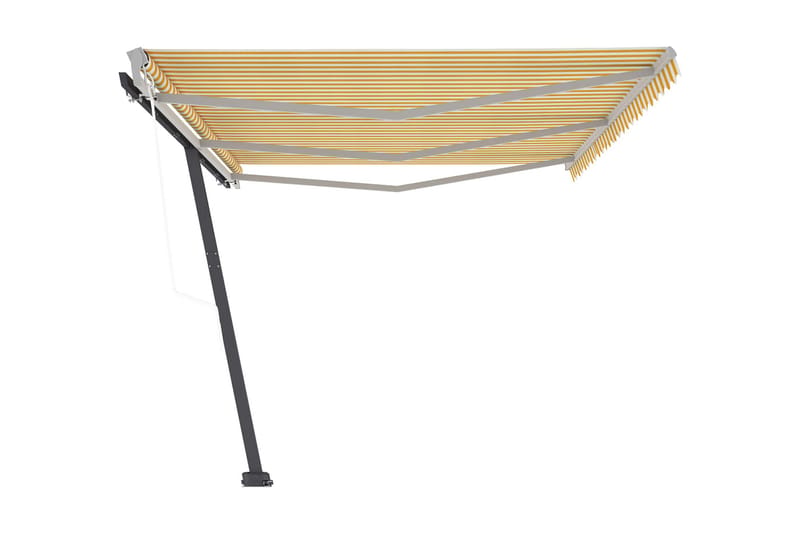 Fristående automatisk markis 600x350 cm gul/vit - Gul - Utemöbler - Solskydd - Markiser - Fönstermarkis