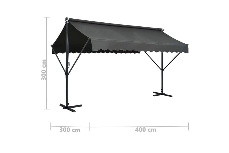 Fristående markis 400x300 cm antracit - Grå - Utemöbler - Solskydd - Markiser - Fönstermarkis