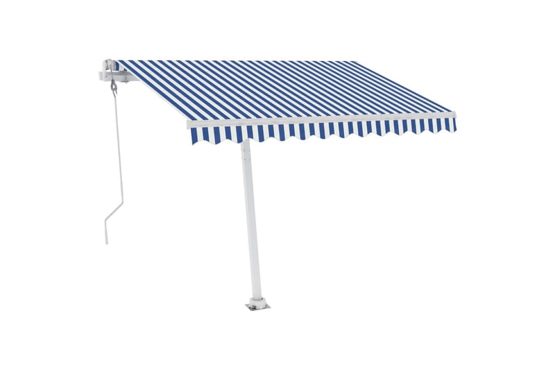 Fristående markis automatisk 300x250 cm blå/vit - Blå - Utemöbler - Solskydd - Markiser - Balkongmarkis