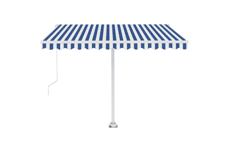 Fristående markis automatisk 300x250 cm blå/vit - Blå - Utemöbler - Solskydd - Markiser - Balkongmarkis