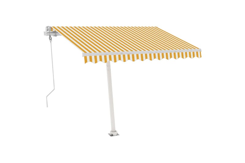 Fristående markis automatisk 300x250 cm gul/vit - Gul - Utemöbler - Solskydd - Markiser - Balkongmarkis