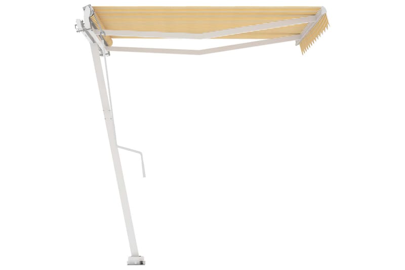 Fristående markis automatisk 300x250 cm gul/vit - Gul - Utemöbler - Solskydd - Markiser - Balkongmarkis
