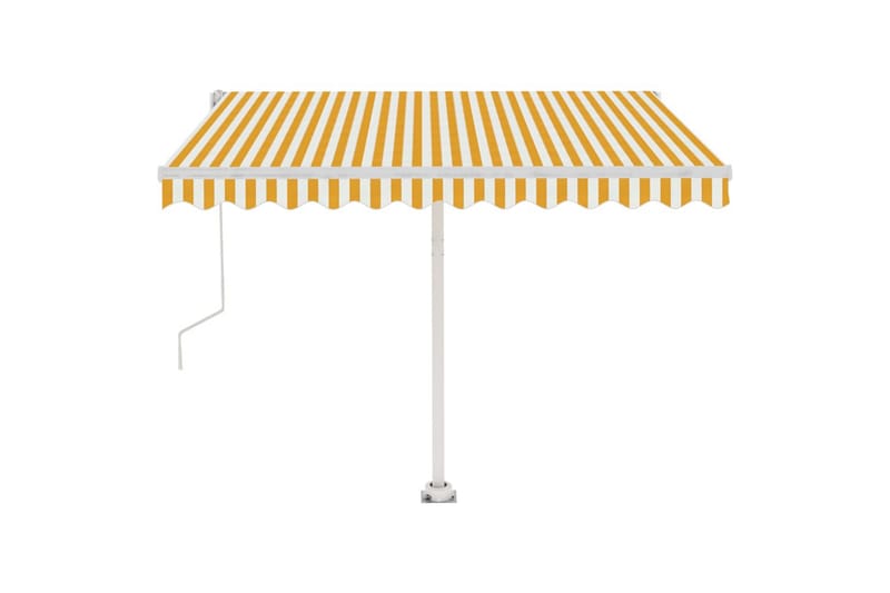 Fristående markis automatisk 350x250 cm gul/vit - Gul - Utemöbler - Solskydd - Markiser - Balkongmarkis