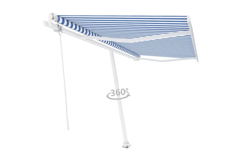 Fristående markis automatisk 400x300cm blå/vit - Blå - Utemöbler - Solskydd - Markiser - Balkongmarkis
