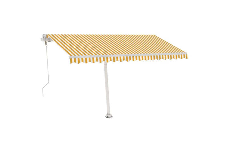 Fristående markis automatisk 400x300cm gul/vit - Gul - Utemöbler - Solskydd - Markiser - Balkongmarkis