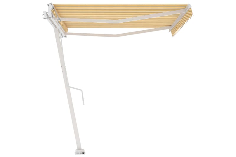 Fristående markis automatisk 450x300 cm gul/vit - Gul - Utemöbler - Solskydd - Markiser - Balkongmarkis