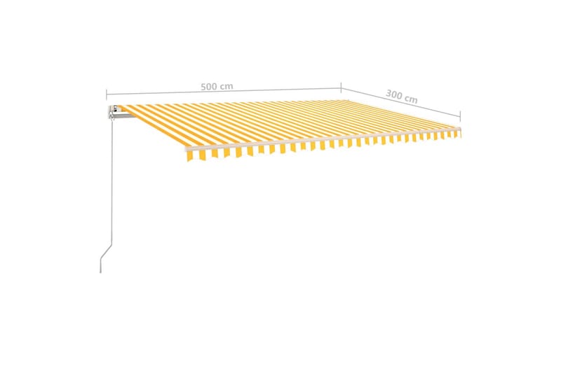 Fristående markis automatisk 500x300 cm gul/vit - Gul - Fönstermarkis - Markiser