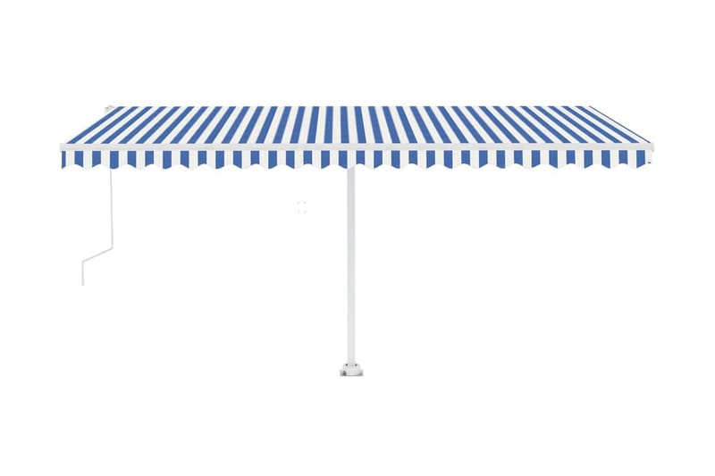 Fristående markis automatisk 500x350 cm blå/vit - Blå - Utemöbler - Solskydd - Markiser - Balkongmarkis