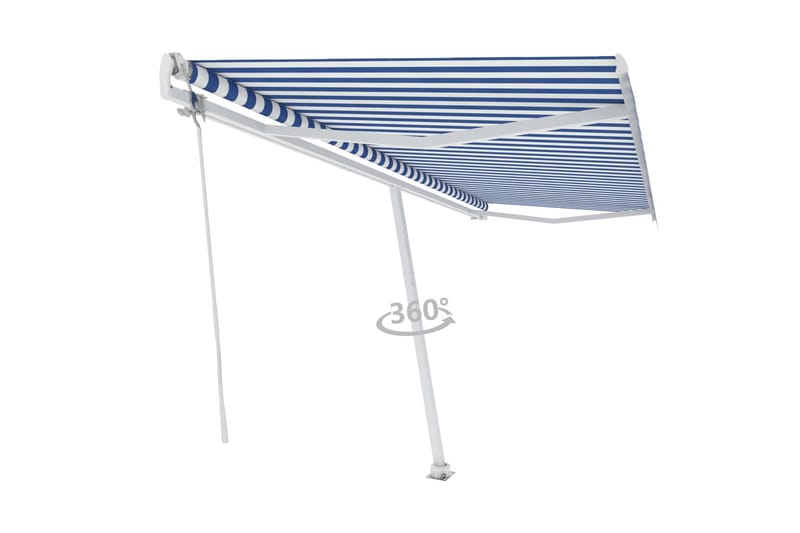 Fristående markis automatisk 500x350 cm blå/vit - Blå - Utemöbler - Solskydd - Markiser - Balkongmarkis