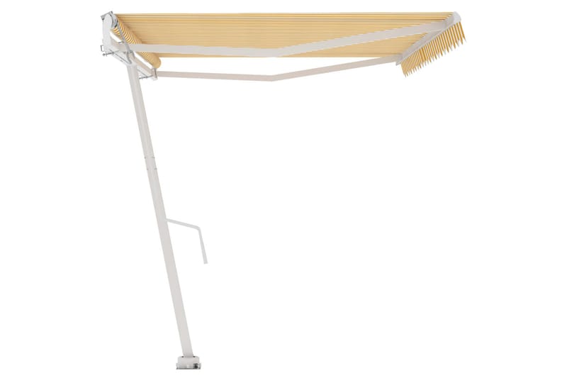 Fristående markis automatisk 500x350 cm gul/vit - Gul - Utemöbler - Solskydd - Markiser - Balkongmarkis