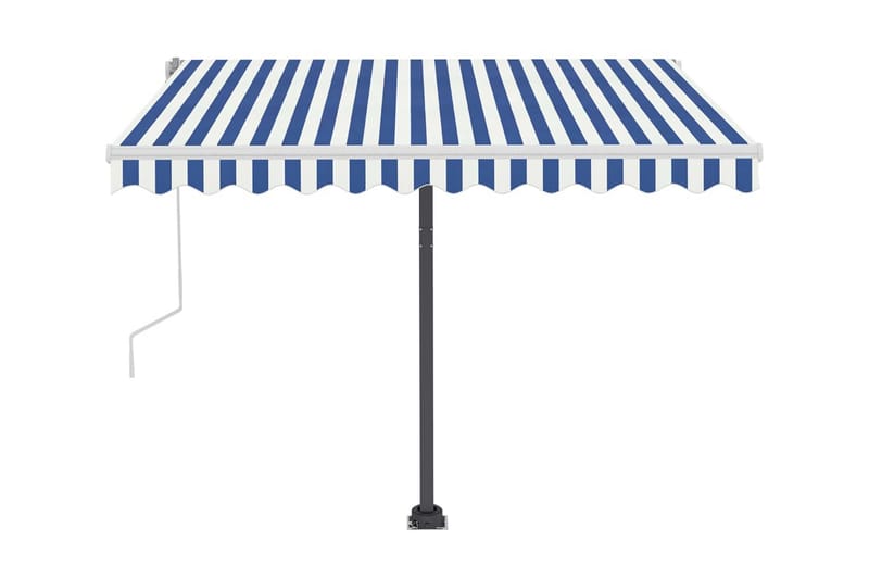 Fristående markis manuell 300x250 cm blå/vit - Blå - Utemöbler - Solskydd - Markiser - Balkongmarkis
