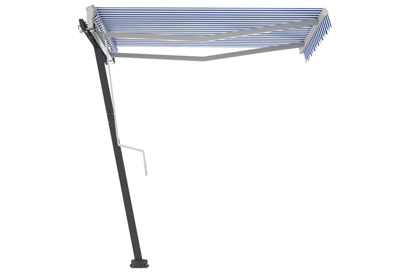 Fristående markis manuell 300x250 cm blå/vit - Blå - Utemöbler - Solskydd - Markiser - Balkongmarkis