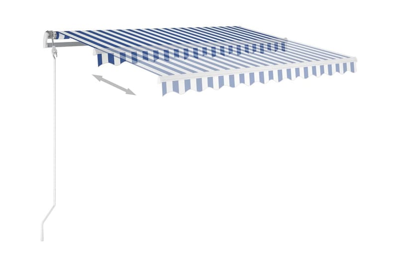 Fristående markis manuell 300x250 cm blå/vit - Blå - Utemöbler - Solskydd - Markiser - Balkongmarkis