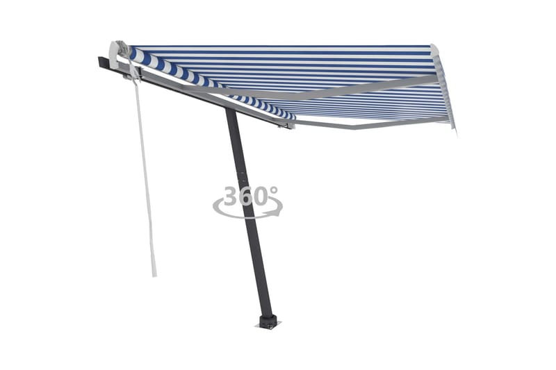 Fristående markis manuell 300x250 cm blå/vit - Blå - Utemöbler - Solskydd - Markiser - Balkongmarkis