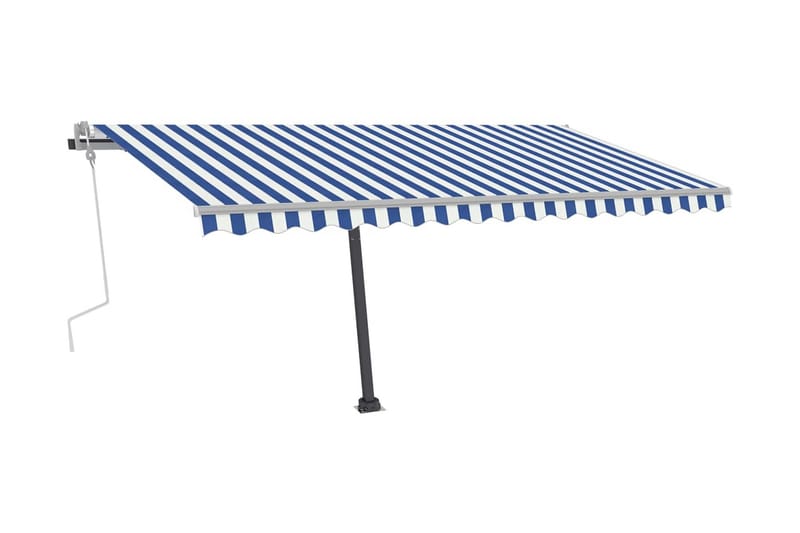 Fristående markis manuell 400x300 cm blå/vit - Blå - Utemöbler - Solskydd - Markiser - Balkongmarkis
