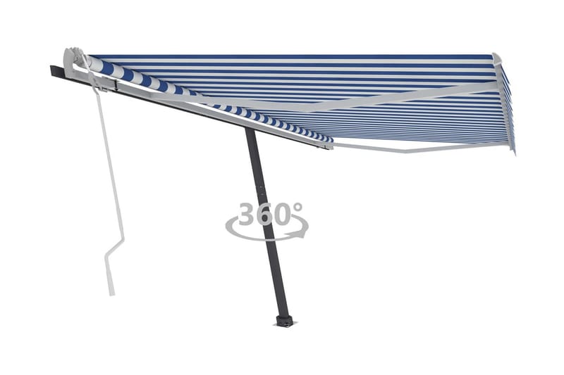Fristående markis manuell 400x300 cm blå/vit - Blå - Utemöbler - Solskydd - Markiser - Balkongmarkis