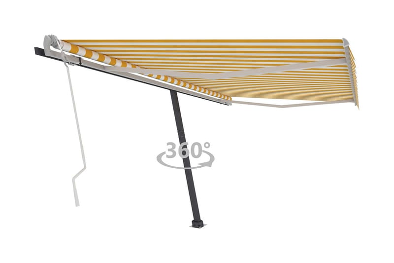 Fristående markis manuell 400x300 cm gul/vit - Gul - Utemöbler - Solskydd - Markiser - Fönstermarkis
