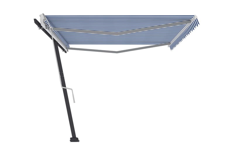 Fristående markis manuell 500x300 cm blå/vit - Blå - Utemöbler - Solskydd - Markiser - Balkongmarkis