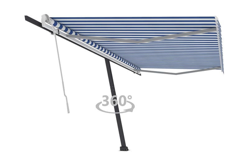 Fristående markis manuell 500x300 cm blå/vit - Blå - Balkongmarkis - Markiser - Terrassmarkis