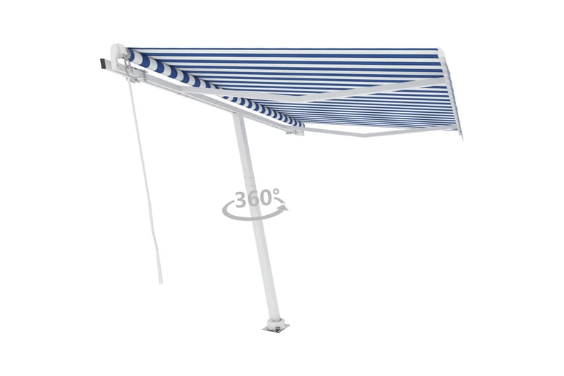 Fristående markis manuellt infällbar 350x250 cm blå/vit - Blå - Utemöbler - Solskydd - Markiser - Balkongmarkis