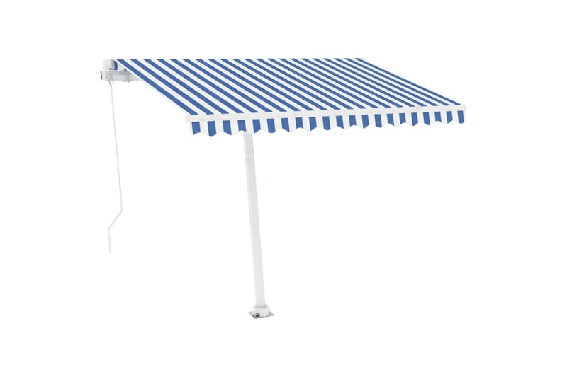 Fristående markis manuellt infällbar 350x250 cm blå/vit - Blå - Utemöbler - Solskydd - Markiser - Balkongmarkis