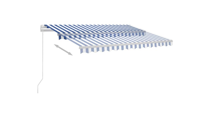 Fristående markis manuellt infällbar 350x250 cm blå/vit - Blå - Balkongmarkis - Markiser - Terrassmarkis