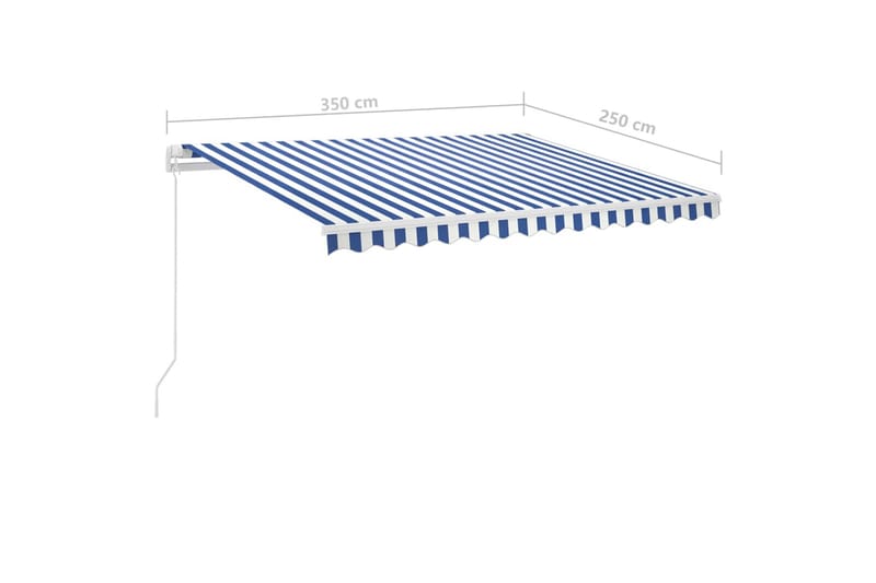 Fristående markis manuellt infällbar 350x250 cm blå/vit - Blå - Balkongmarkis - Markiser - Terrassmarkis